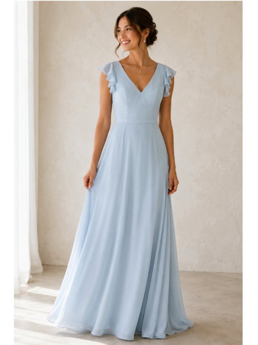 azazie claudine sky blue bridesmaid dress 🤍 xs